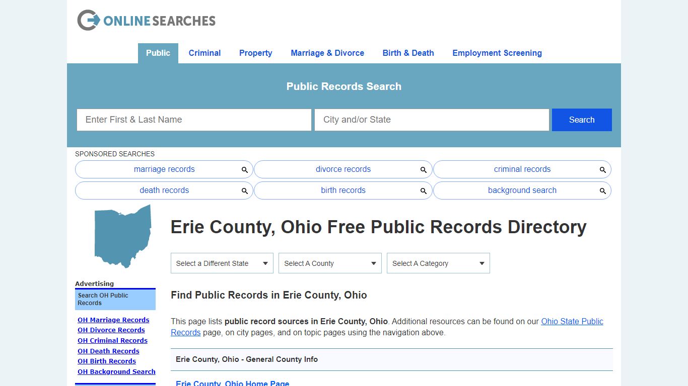 Erie County, Ohio Public Records Directory